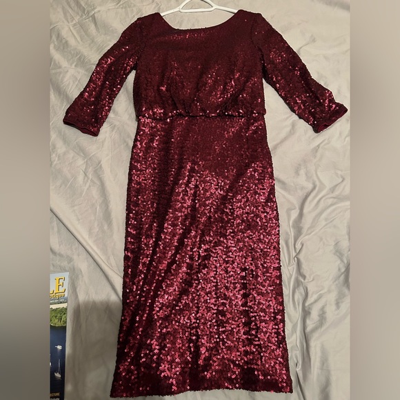 Brand new Red sequined open back Badgley Mishka knee length dress - Picture 4 of 6
